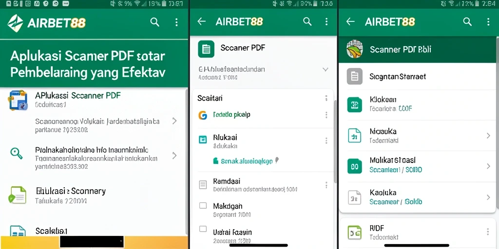Screenshot utama AIRBET88 menunjukkan antarmuka aplikasi pemindaian PDF yang intuitif.