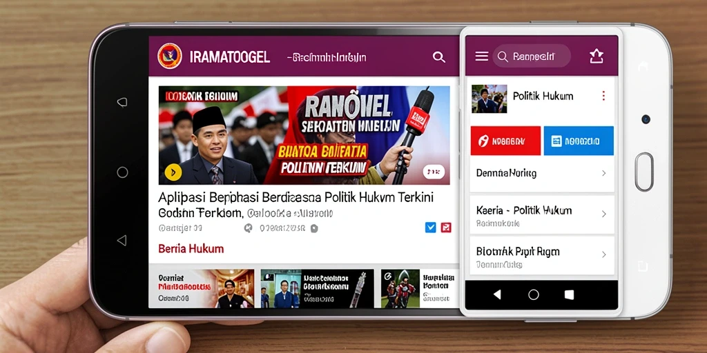 Antarmuka aplikasi IRAMATOGEL yang menampilkan berita politik hukum.