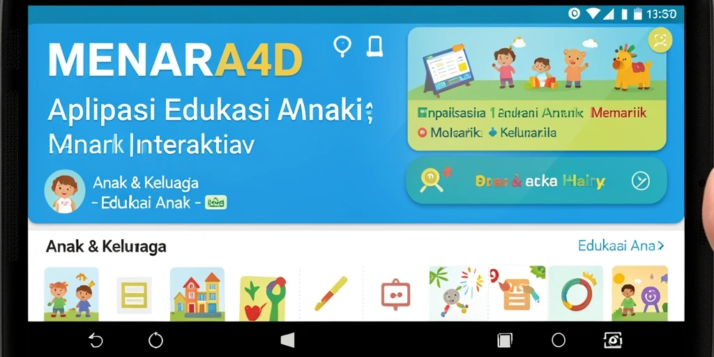 Antarmuka MENARA4D yang ceria dan edukatif untuk anak-anak.