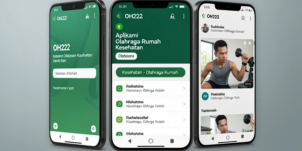 Tampilan antarmuka aplikasi OH222 yang sederhana dan menarik.