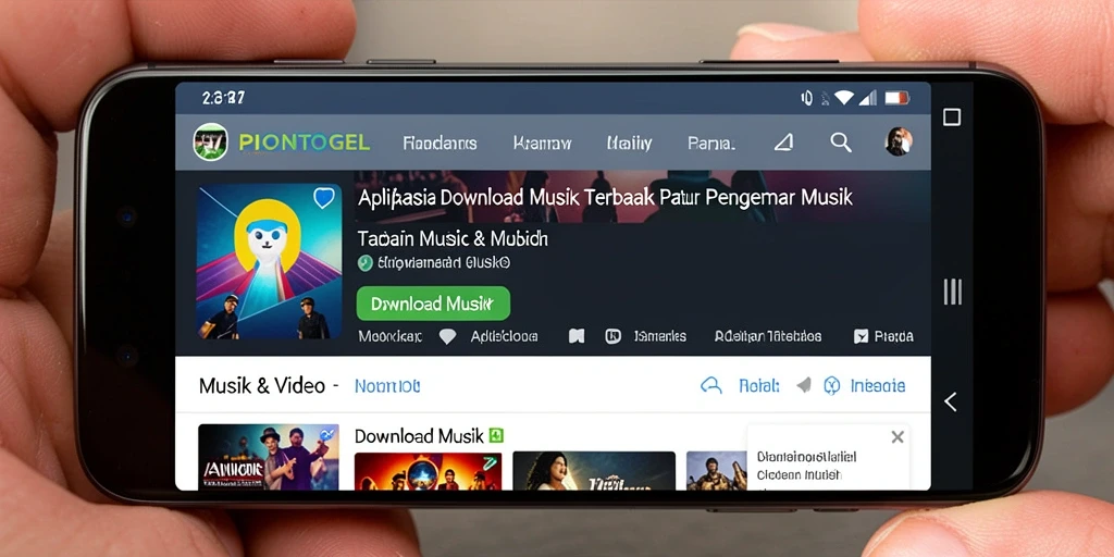Tampilan antarmuka PIONTOGEL untuk Download Musik yang user-friendly.