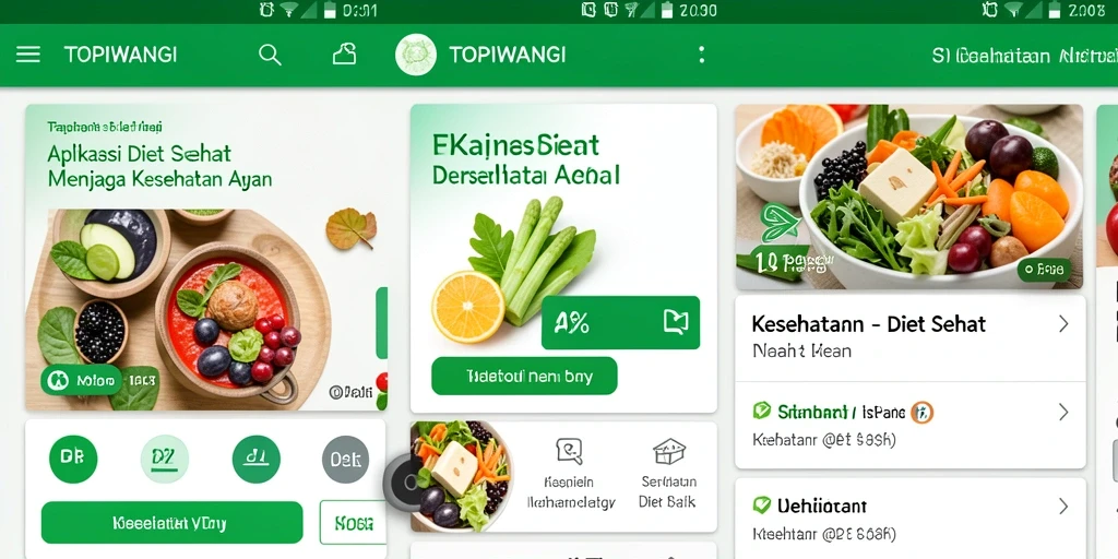 Tampilan antarmuka aplikasi TOPIWANGI untuk diet sehat.